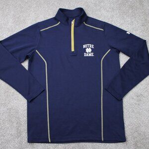 Notre Dame Sweatshirt Men Medium Blue UA Under Armour 1/4 Zip Loose Fit Pullover